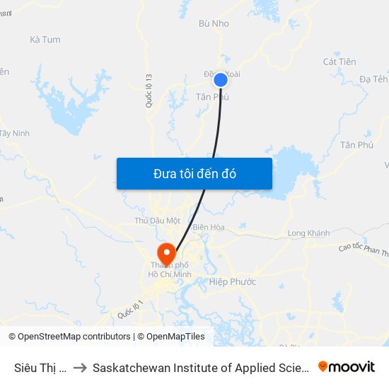 Siêu Thị Coop Mart to Saskatchewan Institute of Applied Science and Technology (Vietnam Campus) map