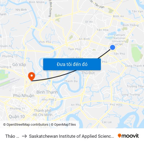 Thảo Nguyên to Saskatchewan Institute of Applied Science and Technology (Vietnam Campus) map