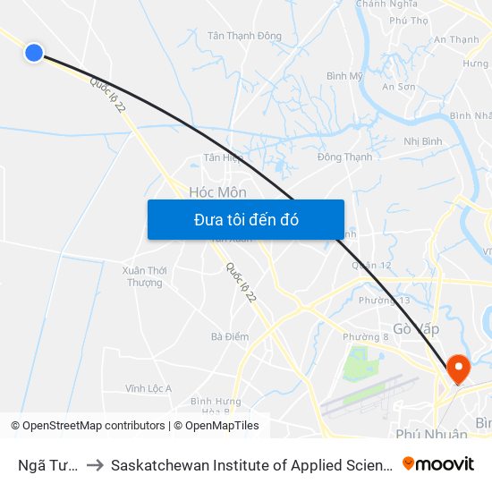 Ngã Tư Quán Đôi to Saskatchewan Institute of Applied Science and Technology (Vietnam Campus) map