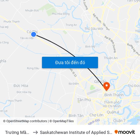 Trường Mầm Non Thị Trấn 3 to Saskatchewan Institute of Applied Science and Technology (Vietnam Campus) map