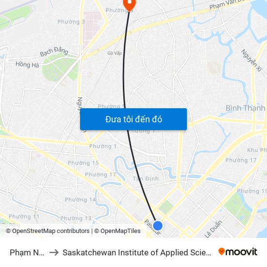 Phạm Ngọc Thạch to Saskatchewan Institute of Applied Science and Technology (Vietnam Campus) map