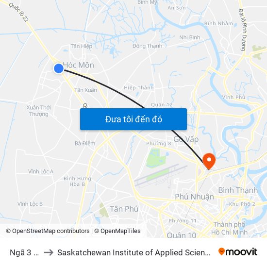 Ngã 3 Lam Sơn to Saskatchewan Institute of Applied Science and Technology (Vietnam Campus) map
