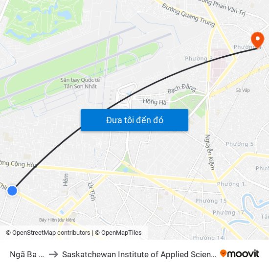Ngã Ba Hồng Đào to Saskatchewan Institute of Applied Science and Technology (Vietnam Campus) map