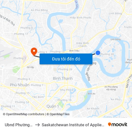 Ubnd Phường 28, Quận Bình Thạnh to Saskatchewan Institute of Applied Science and Technology (Vietnam Campus) map