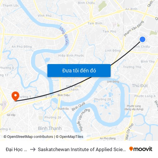 Đại Học Ngân Hàng to Saskatchewan Institute of Applied Science and Technology (Vietnam Campus) map