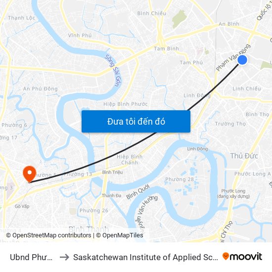 Ubnd Phường Linh Trung to Saskatchewan Institute of Applied Science and Technology (Vietnam Campus) map