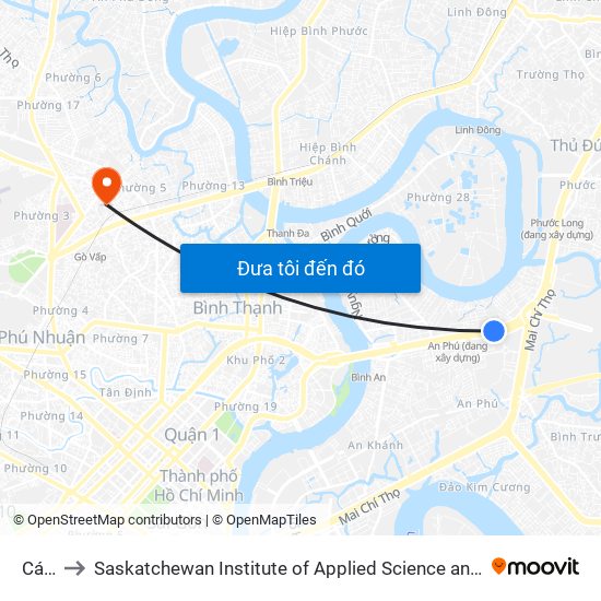 Cát Lái to Saskatchewan Institute of Applied Science and Technology (Vietnam Campus) map
