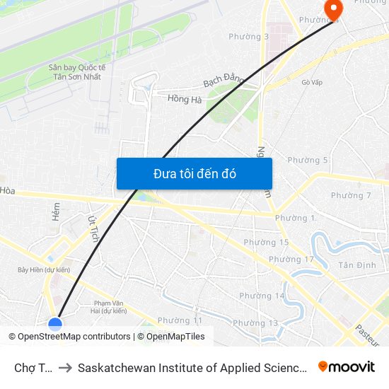 Chợ Tân Bình to Saskatchewan Institute of Applied Science and Technology (Vietnam Campus) map