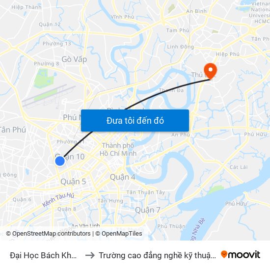 Đại Học Bách Khoa (Cổng Sau) to Trường cao đẳng nghề kỹ thuật công nghệ TP HCM map