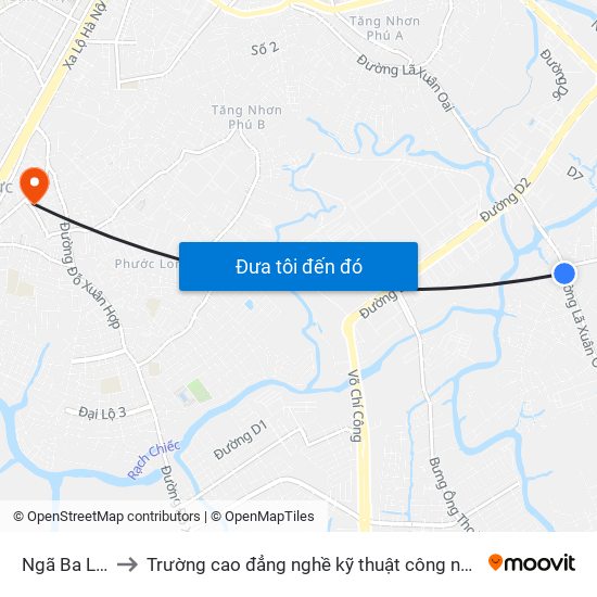 Ngã Ba Lò Lu to Trường cao đẳng nghề kỹ thuật công nghệ TP HCM map