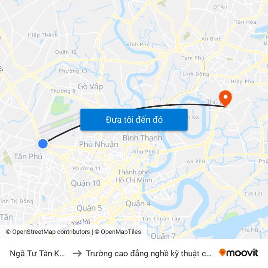 Ngã Tư Tân Kỳ Tân Quý to Trường cao đẳng nghề kỹ thuật công nghệ TP HCM map