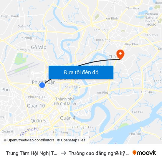 Trung Tâm Hội Nghị Tiệc Cưới White Palace to Trường cao đẳng nghề kỹ thuật công nghệ TP HCM map