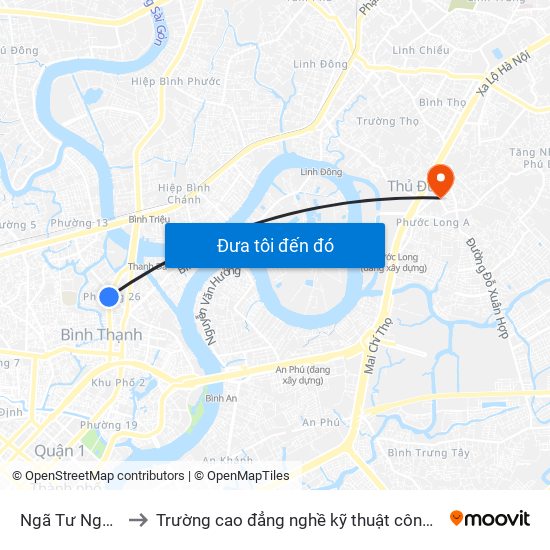 Ngã Tư Nguyễn Xí to Trường cao đẳng nghề kỹ thuật công nghệ TP HCM map