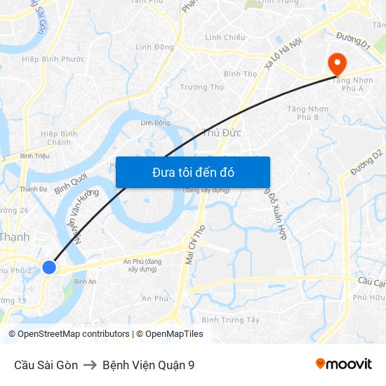 Cầu Sài Gòn to Bệnh Viện Quận 9 map