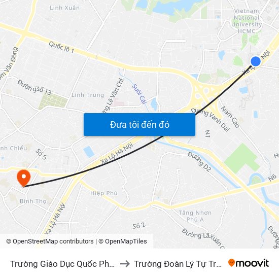 Trường Giáo Dục Quốc Phòng to Trường Đoàn Lý Tự Trọng map