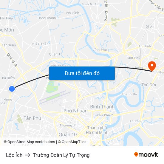 Lộc Ích to Trường Đoàn Lý Tự Trọng map