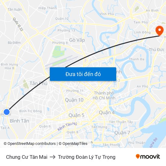 Chung Cư Tân Mai to Trường Đoàn Lý Tự Trọng map