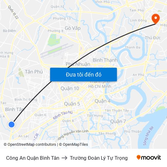 Công An Quận Bình Tân to Trường Đoàn Lý Tự Trọng map