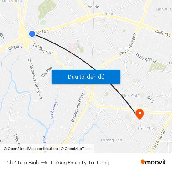 Chợ Tam Bình to Trường Đoàn Lý Tự Trọng map