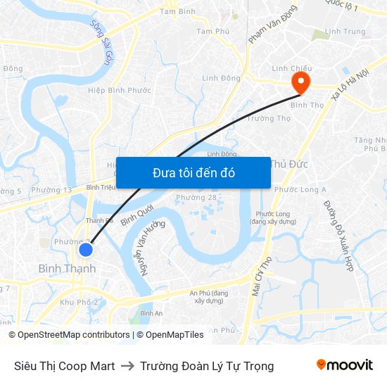 Siêu Thị Coop Mart to Trường Đoàn Lý Tự Trọng map