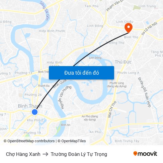 Chợ Hàng Xanh to Trường Đoàn Lý Tự Trọng map