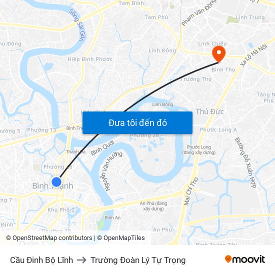 Cầu Đinh Bộ Lĩnh to Trường Đoàn Lý Tự Trọng map