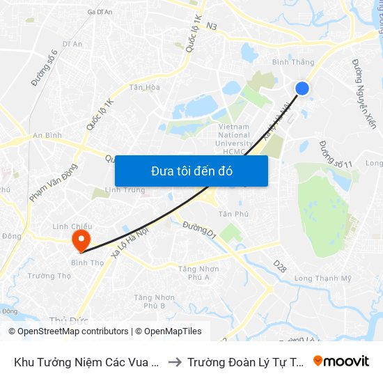 Khu Tưởng Niệm Các Vua Hùng to Trường Đoàn Lý Tự Trọng map