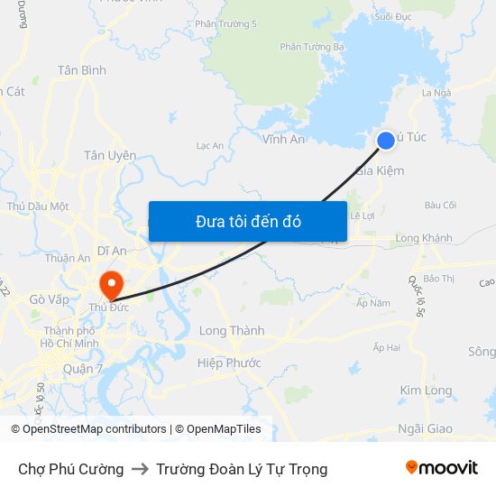 Chợ Phú Cường to Trường Đoàn Lý Tự Trọng map