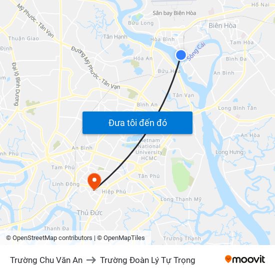 Trường Chu Văn An to Trường Đoàn Lý Tự Trọng map