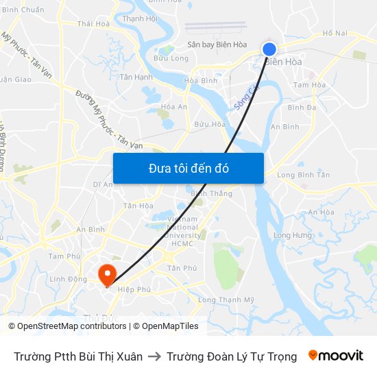 Trường Ptth Bùi Thị Xuân to Trường Đoàn Lý Tự Trọng map