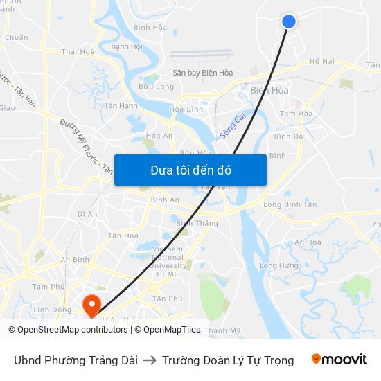 Ubnd Phường Trảng Dài to Trường Đoàn Lý Tự Trọng map