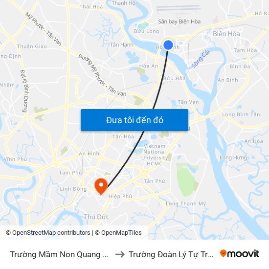 Trường Mầm Non Quang Vinh to Trường Đoàn Lý Tự Trọng map