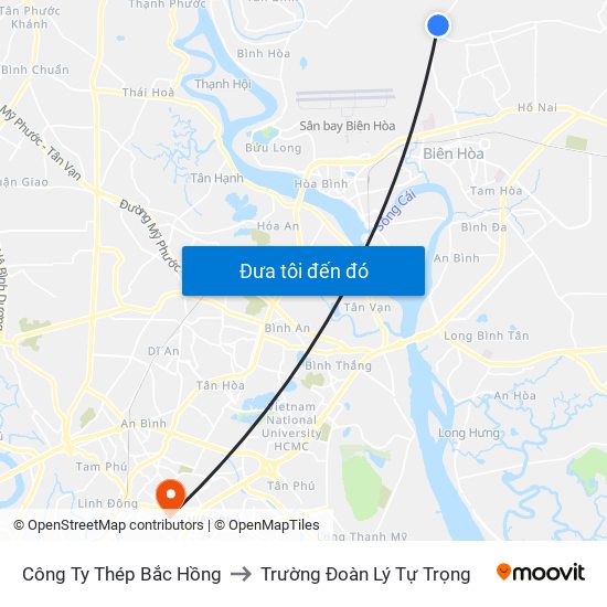 Công Ty Thép Bắc Hồng to Trường Đoàn Lý Tự Trọng map