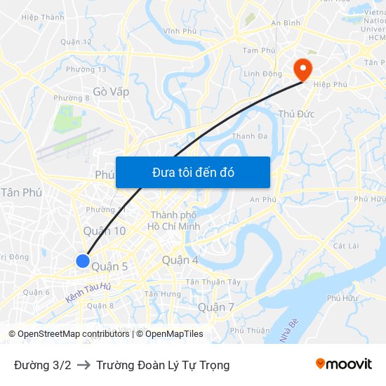 Đường 3/2 to Trường Đoàn Lý Tự Trọng map