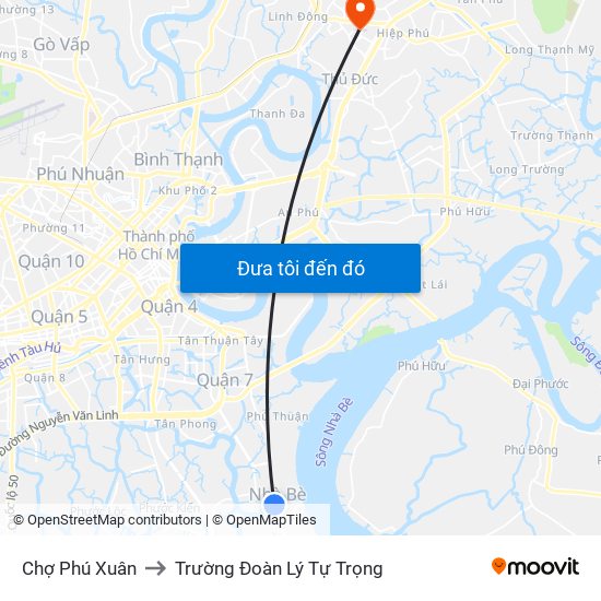 Chợ Phú Xuân to Trường Đoàn Lý Tự Trọng map