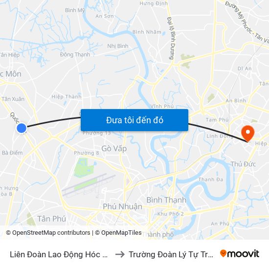 Liên Đoàn Lao Động Hóc Môn to Trường Đoàn Lý Tự Trọng map