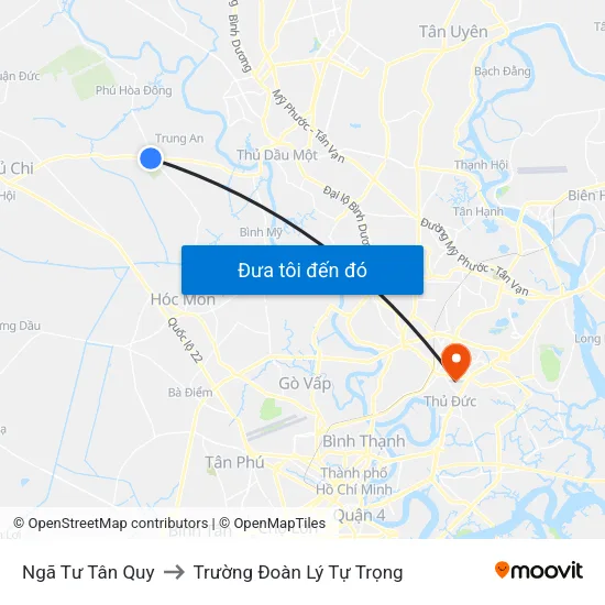 Ngã Tư Tân Quy to Trường Đoàn Lý Tự Trọng map
