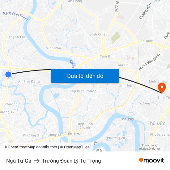 Ngã Tư Ga to Trường Đoàn Lý Tự Trọng map