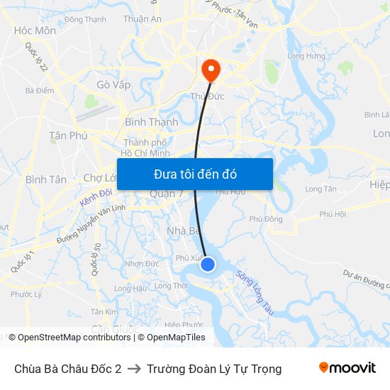 Chùa Bà Châu Đốc 2 to Trường Đoàn Lý Tự Trọng map