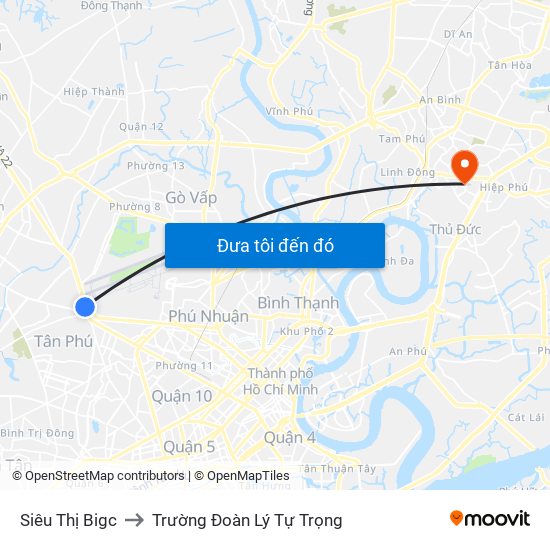 Siêu Thị Bigc to Trường Đoàn Lý Tự Trọng map