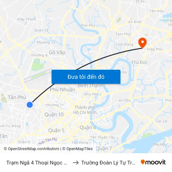 Trạm Ngã 4 Thoại Ngọc Hầu to Trường Đoàn Lý Tự Trọng map