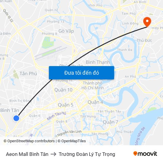 Aeon Mall Bình Tân to Trường Đoàn Lý Tự Trọng map