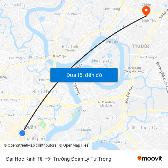 Đại Học Kinh Tế to Trường Đoàn Lý Tự Trọng map