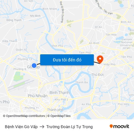 Bệnh Viện Gò Vấp to Trường Đoàn Lý Tự Trọng map