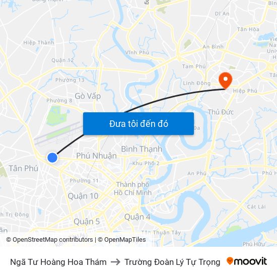 Ngã Tư Hoàng Hoa Thám to Trường Đoàn Lý Tự Trọng map