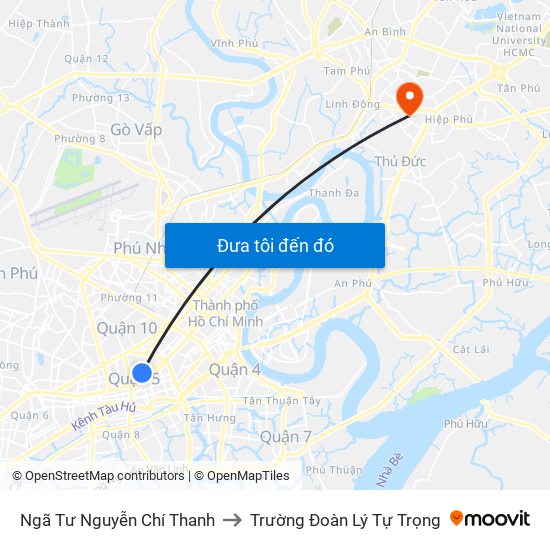 Ngã Tư Nguyễn Chí Thanh to Trường Đoàn Lý Tự Trọng map