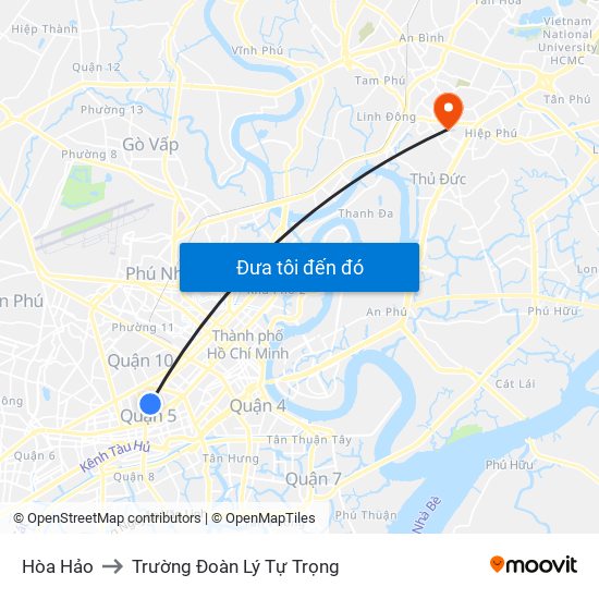 Hòa Hảo to Trường Đoàn Lý Tự Trọng map