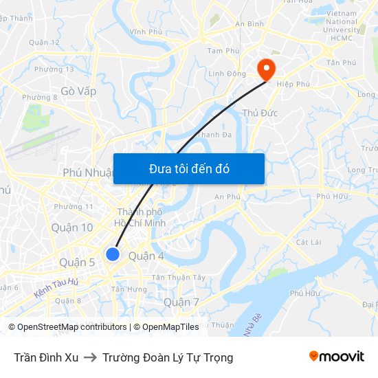 Trần Đình Xu to Trường Đoàn Lý Tự Trọng map