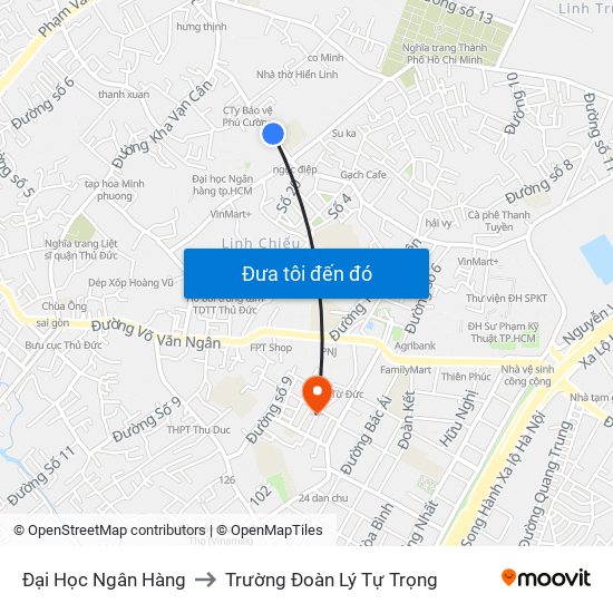 Đại Học Ngân Hàng to Trường Đoàn Lý Tự Trọng map