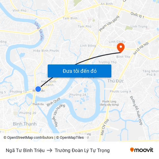 Ngã Tư Bình Triệu to Trường Đoàn Lý Tự Trọng map